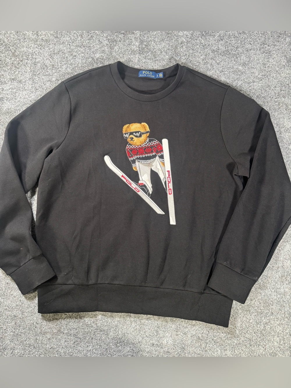 Polo Ralph Lauren Ski Bear Crewneck Sweatshirt Black Mens Large Pullover
